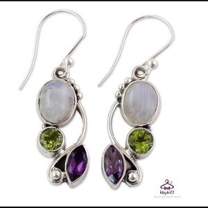 🌺Colored Gemstone Dangle Earrings